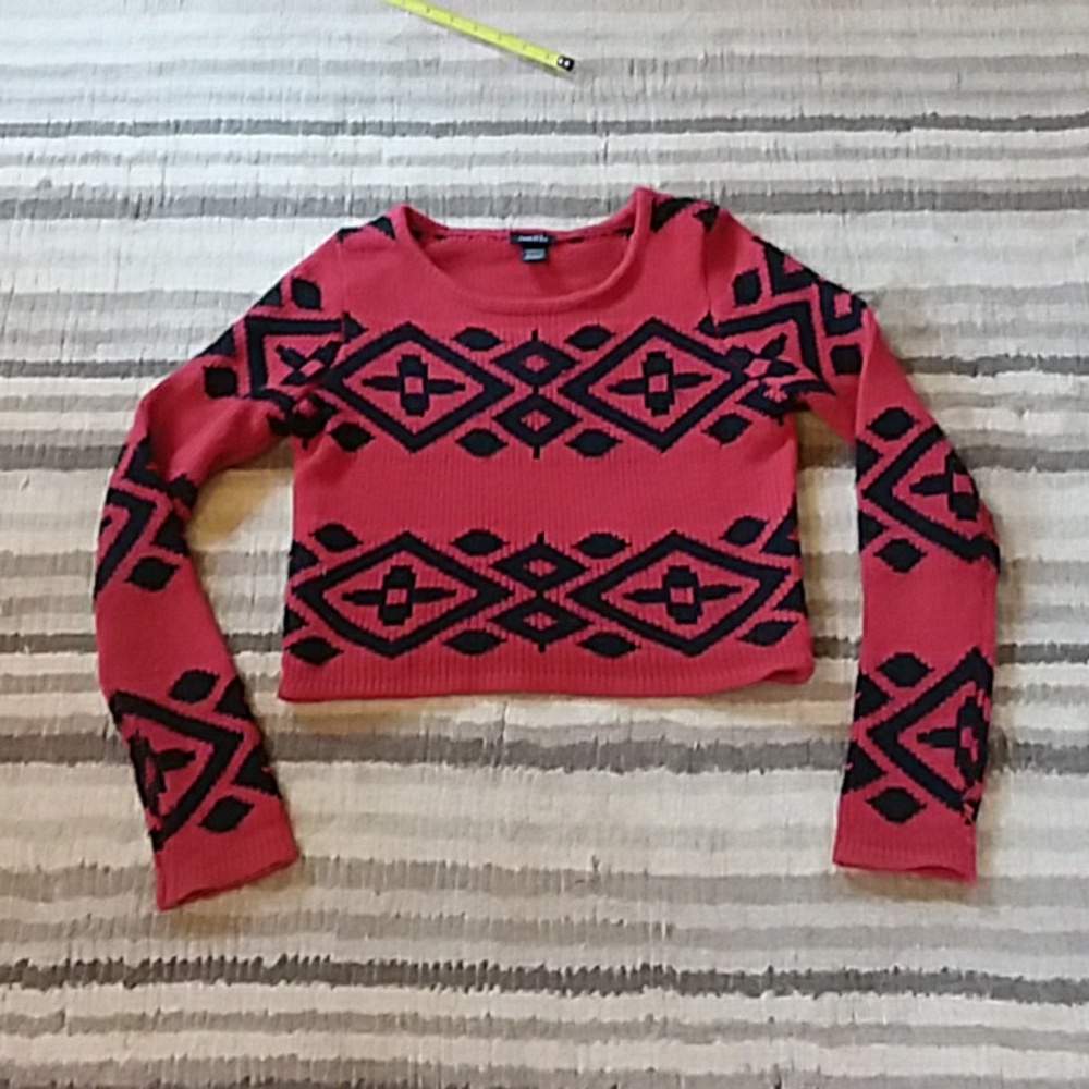 Red patterned sweater